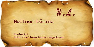 Wollner Lőrinc névjegykártya